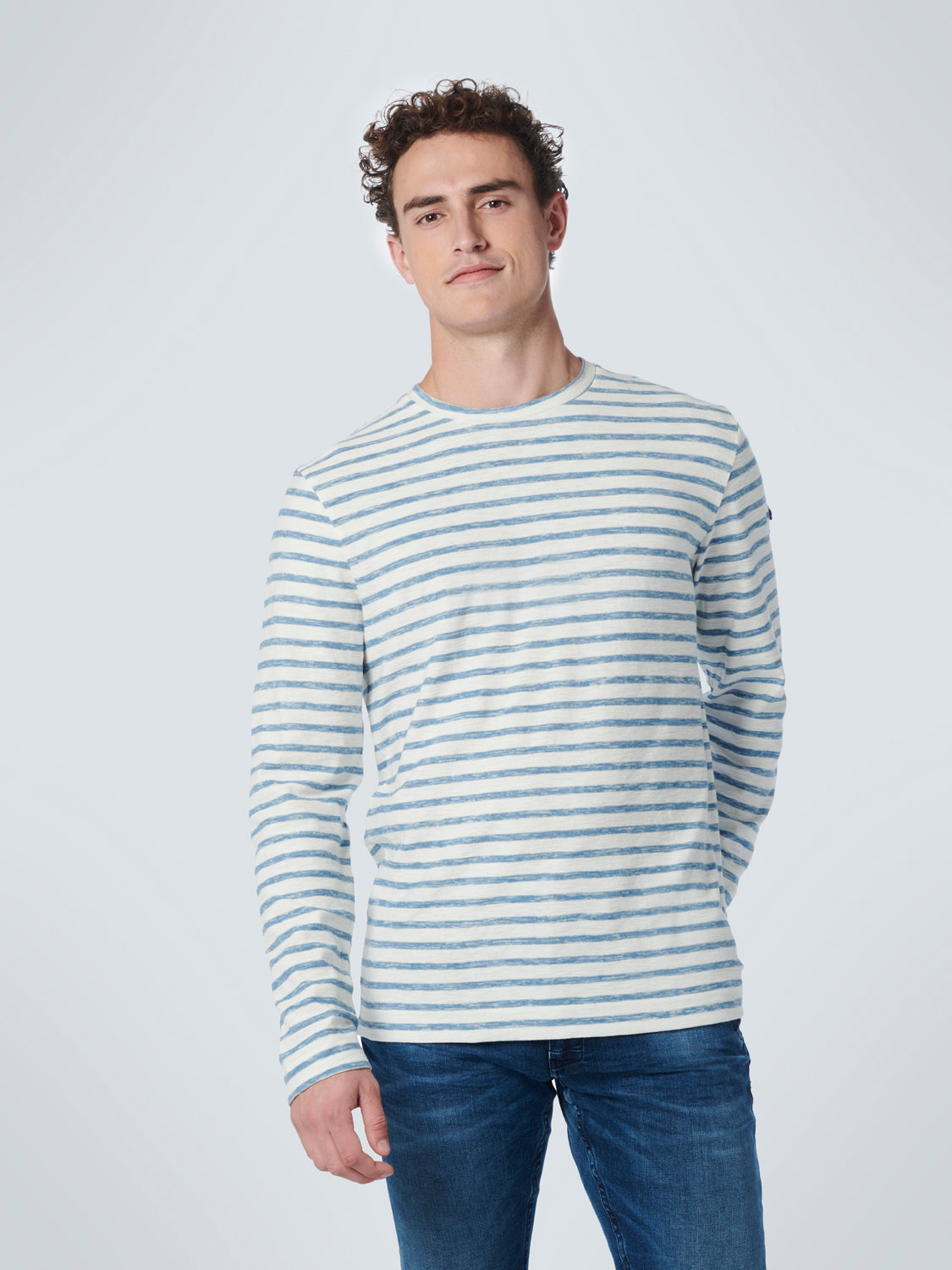 NO EXCESS SLUB JERSEY CREWNECK STRIPE L/S T-SHIRT 19140201