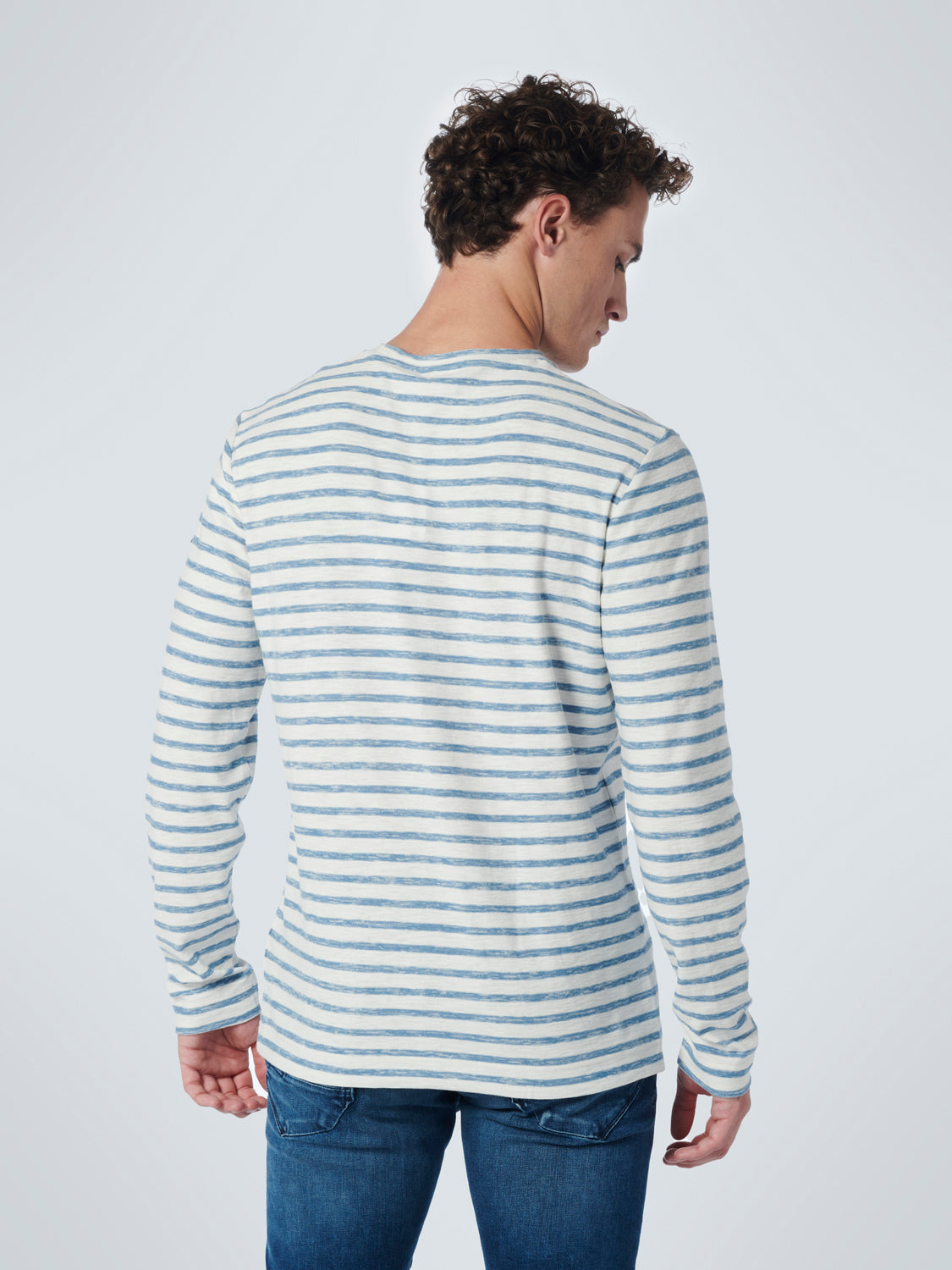 NO EXCESS SLUB JERSEY CREWNECK STRIPE L/S T-SHIRT 19140201