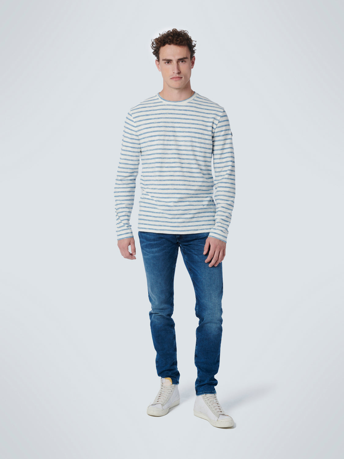 NO EXCESS SLUB JERSEY CREWNECK STRIPE L/S T-SHIRT 19140201