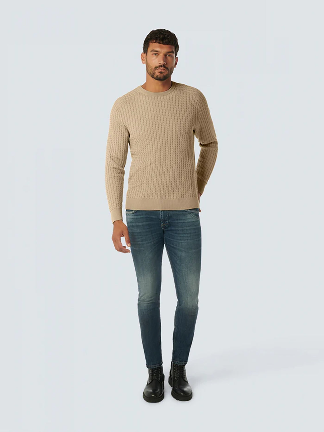 NO EXCESS PULLOVER CREWNECK SOLID JACQUARD RIB KNIT 21230923