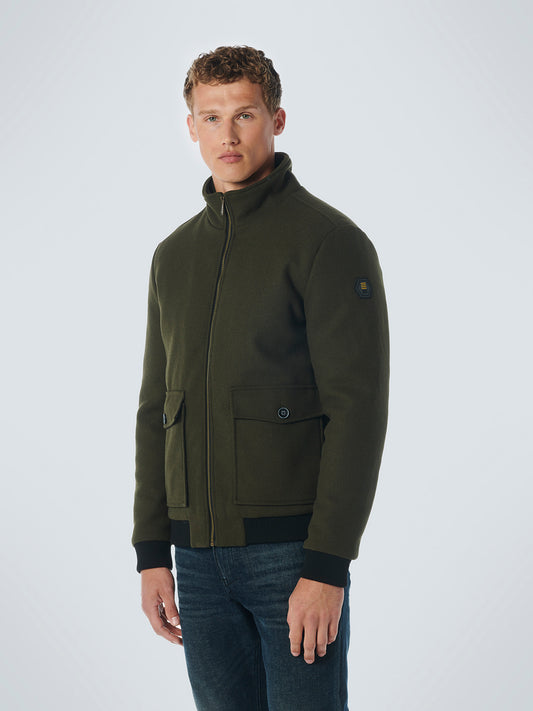 NO EXCESS 2 COLOURED WOOL BLEND TWILL BOMBER JACKET 21630809
