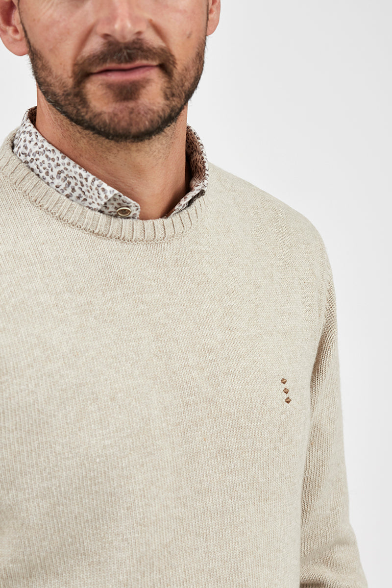 FLORENTINO WOOL / CASHMERE BLEND STRIPE CREW NECK KNIT 222443