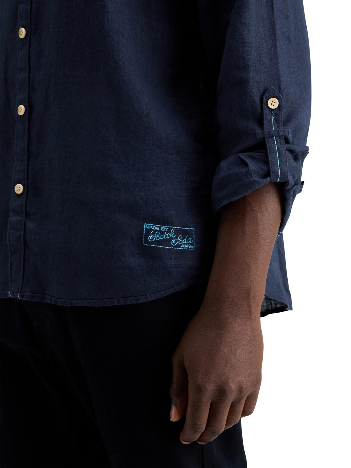 SCOTCH & SODA LINEN L/S ROLL-UP SHIRT 177150
