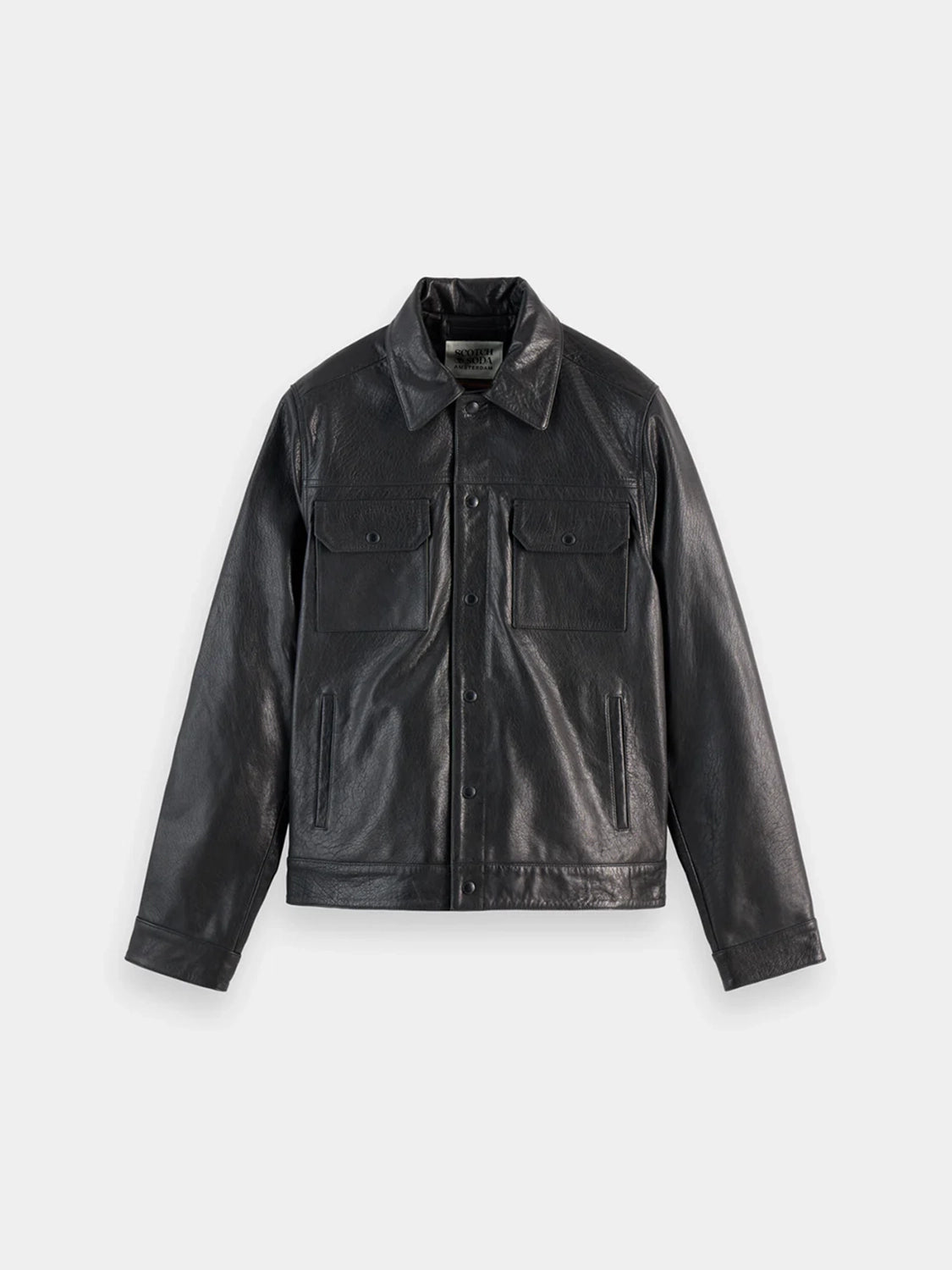 SCOTCH & SODA LEATHER TRUCKER JACKET 178624