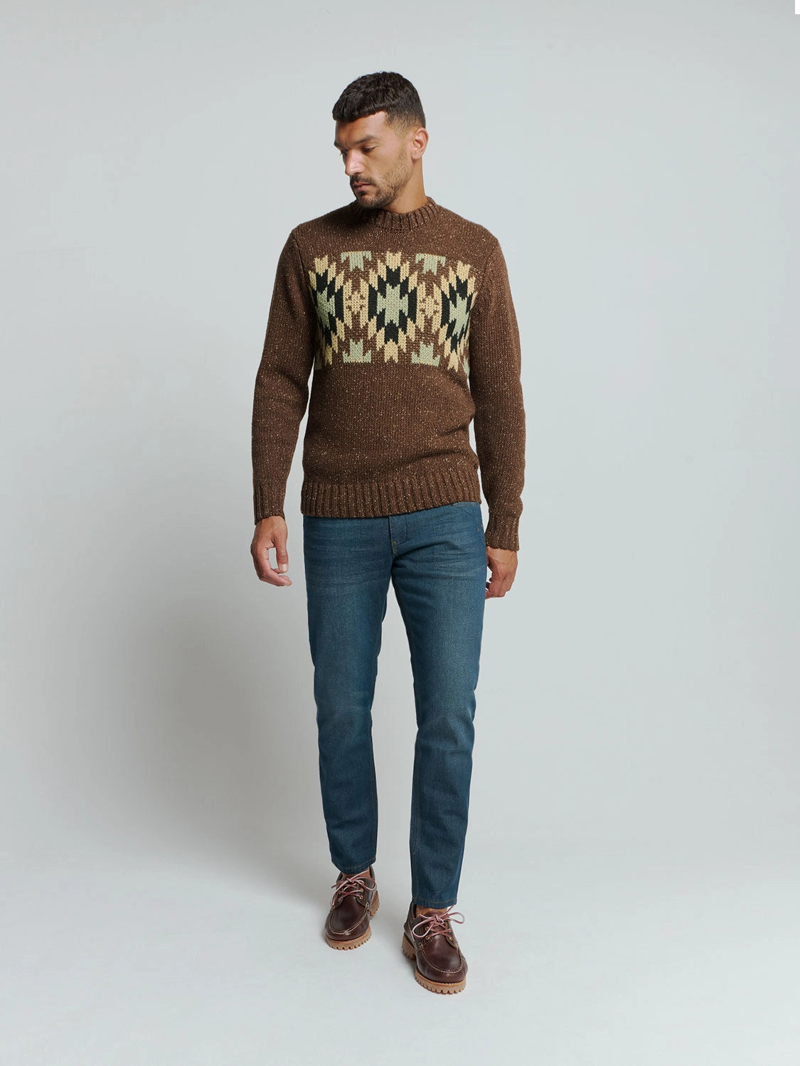 NO EXCESS JACQUARD PATTERN WITH SILK CREWNECK PULLOVER 25210908