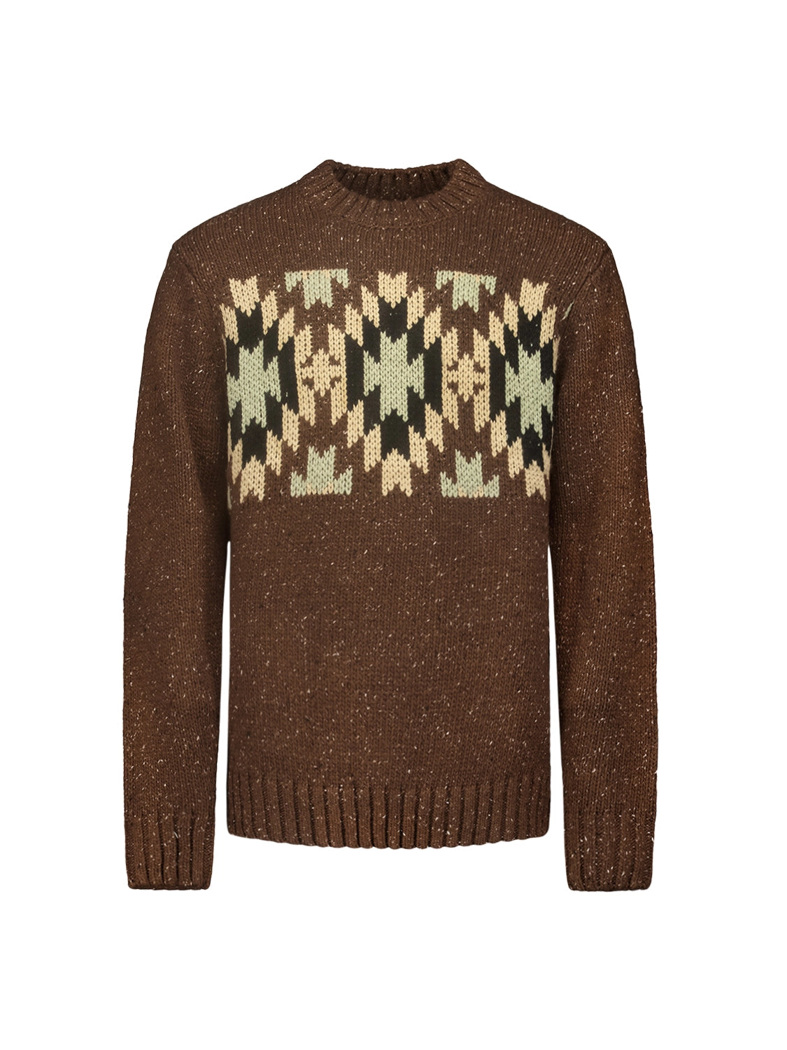 NO EXCESS JACQUARD PATTERN WITH SILK CREWNECK PULLOVER 25210908