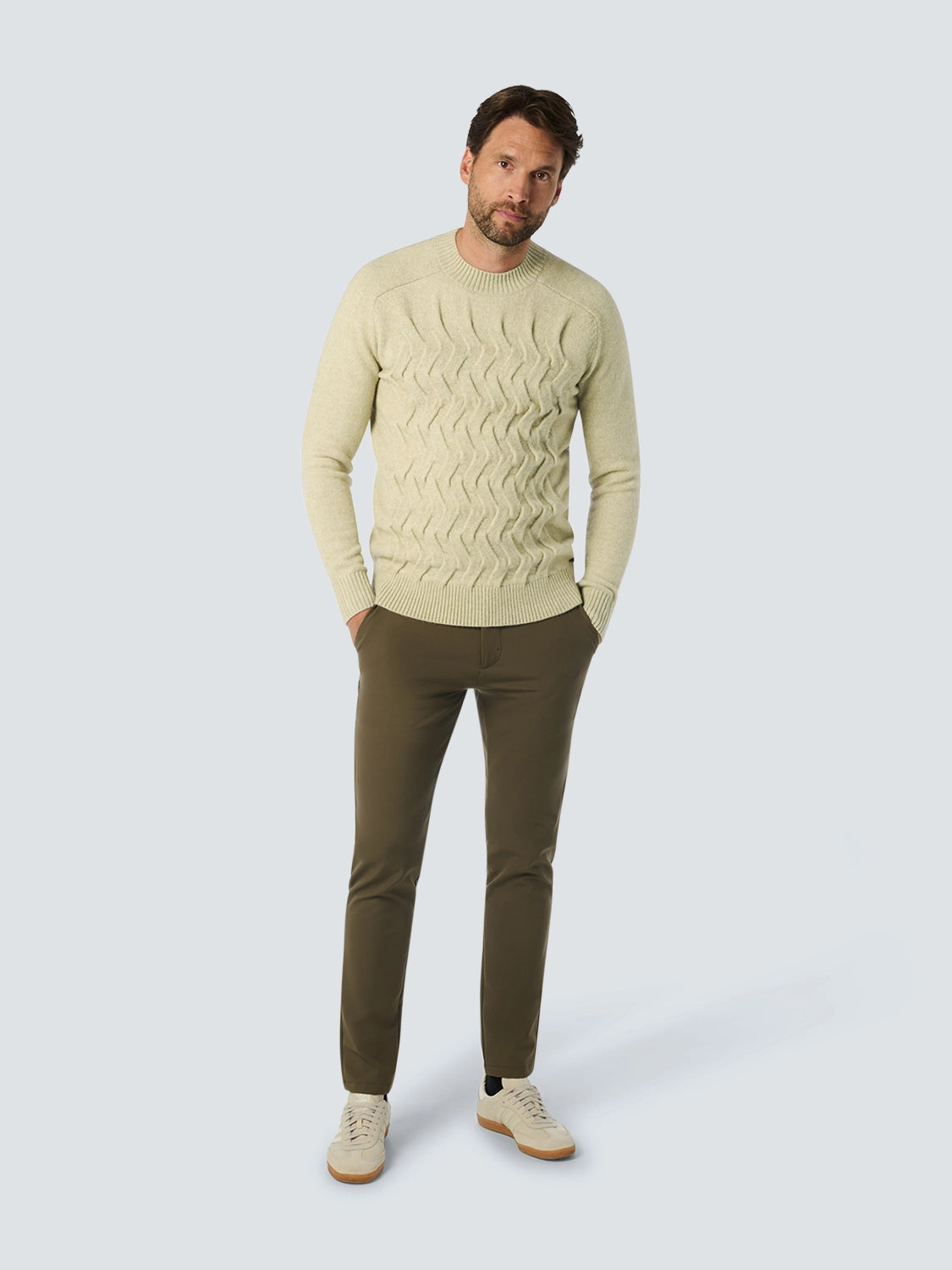 NO EXCESS WOOL BLEND 2 COLOURED JACQUARD CREWNECK PULLOVER 25210914