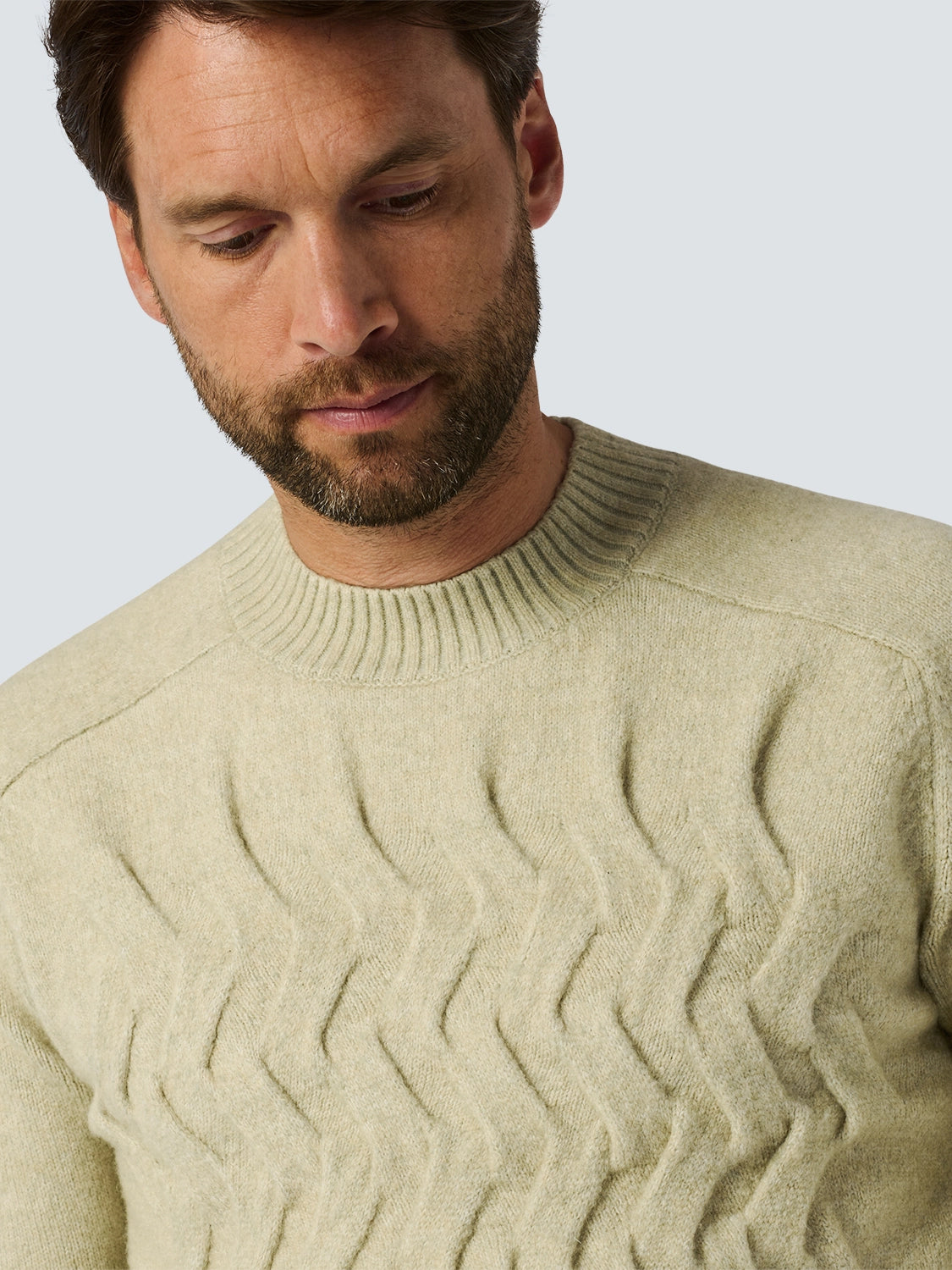 NO EXCESS WOOL BLEND 2 COLOURED JACQUARD CREWNECK PULLOVER 25210914