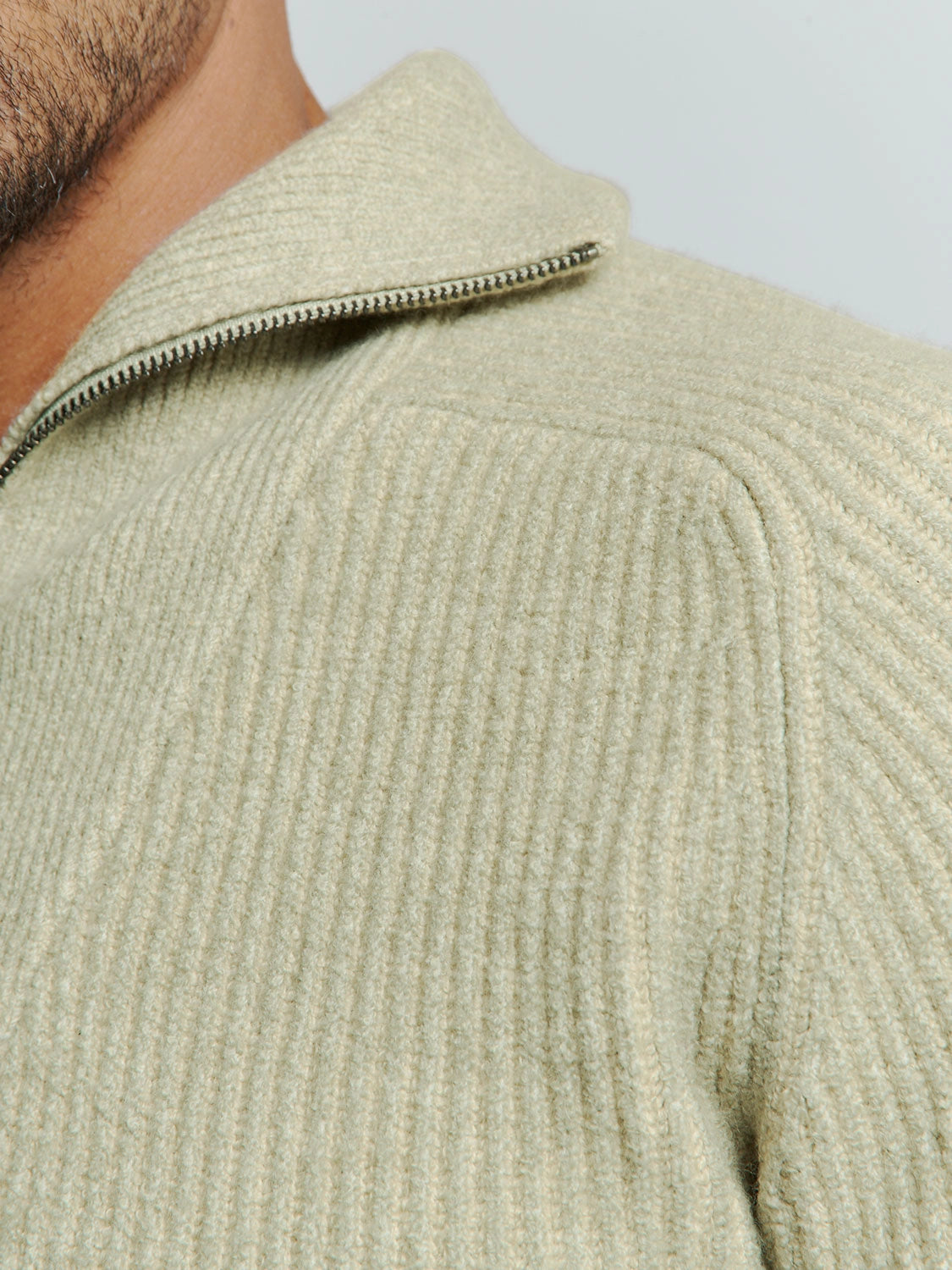NO EXCESS WOOL BLEND 2 COLOURED HALF ZIPPER PULLOVER 25210919