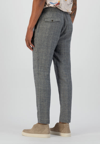 DSTREZZED LINEN CHECK LOOSE TAPERED BEACH PANT 501724