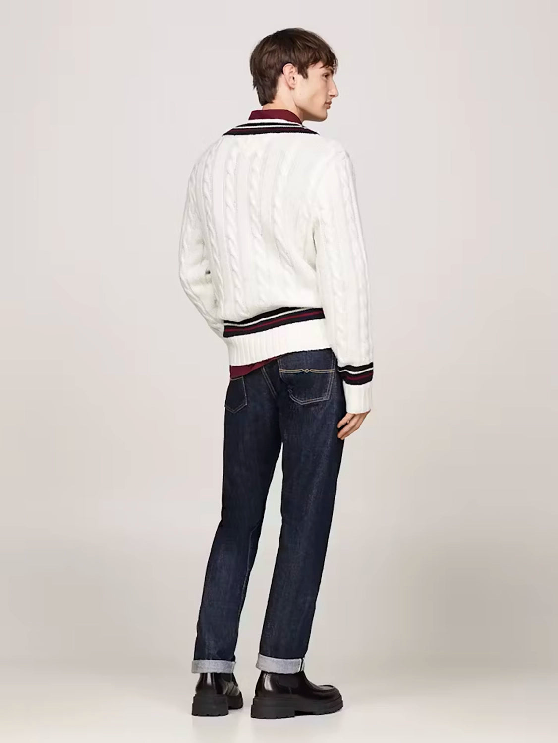 TOMMY HILFIGER WOOL BLEND GIFTING CABLE CRICKET V NECK KNIT MW0MW36557