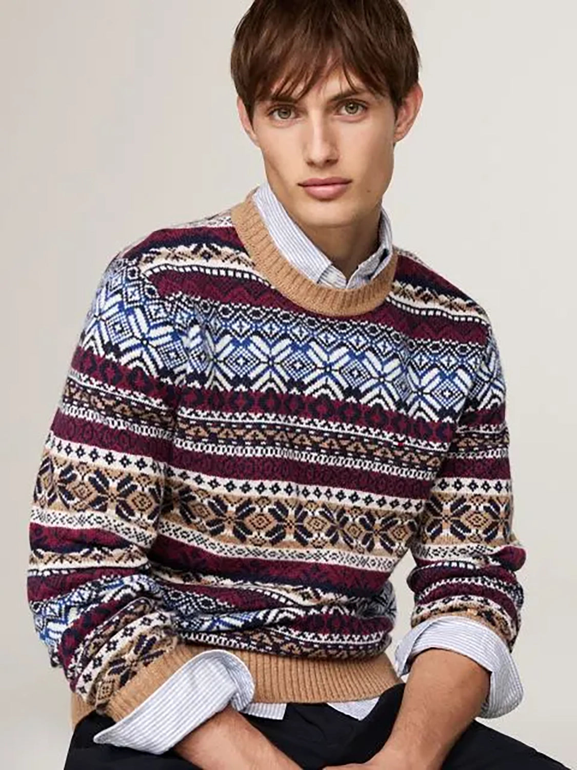 TOMMY HILFIGER WOOL BLEND GIFTING FAIRISLE CREW NECK KNIT MW0MW37026