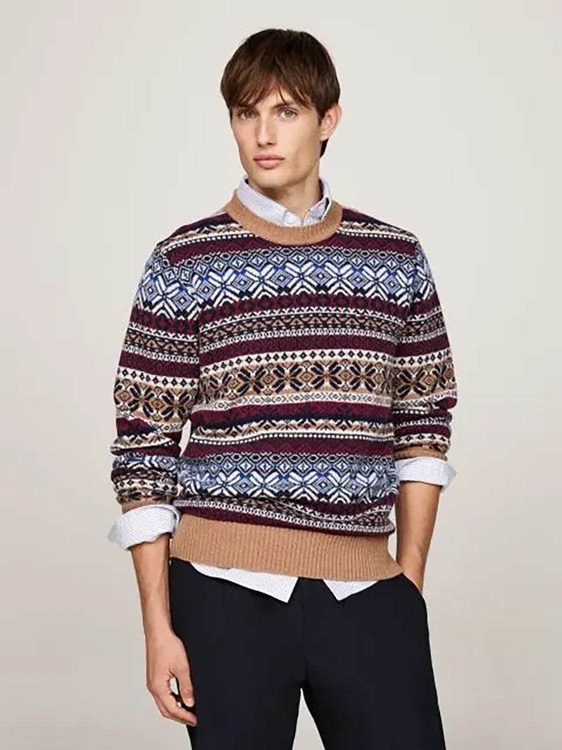 TOMMY HILFIGER WOOL BLEND GIFTING FAIRISLE CREW NECK KNIT MW0MW37026