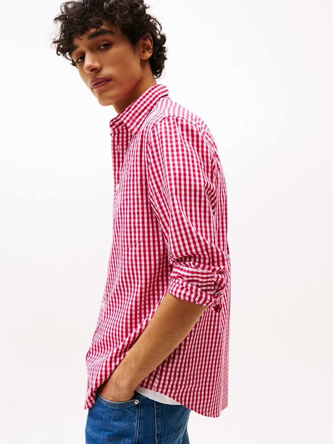 TOMMY HILFIGER COTTON POPLIN MINI GINGHAM CHECK L/S SHIRT MW0MW39452