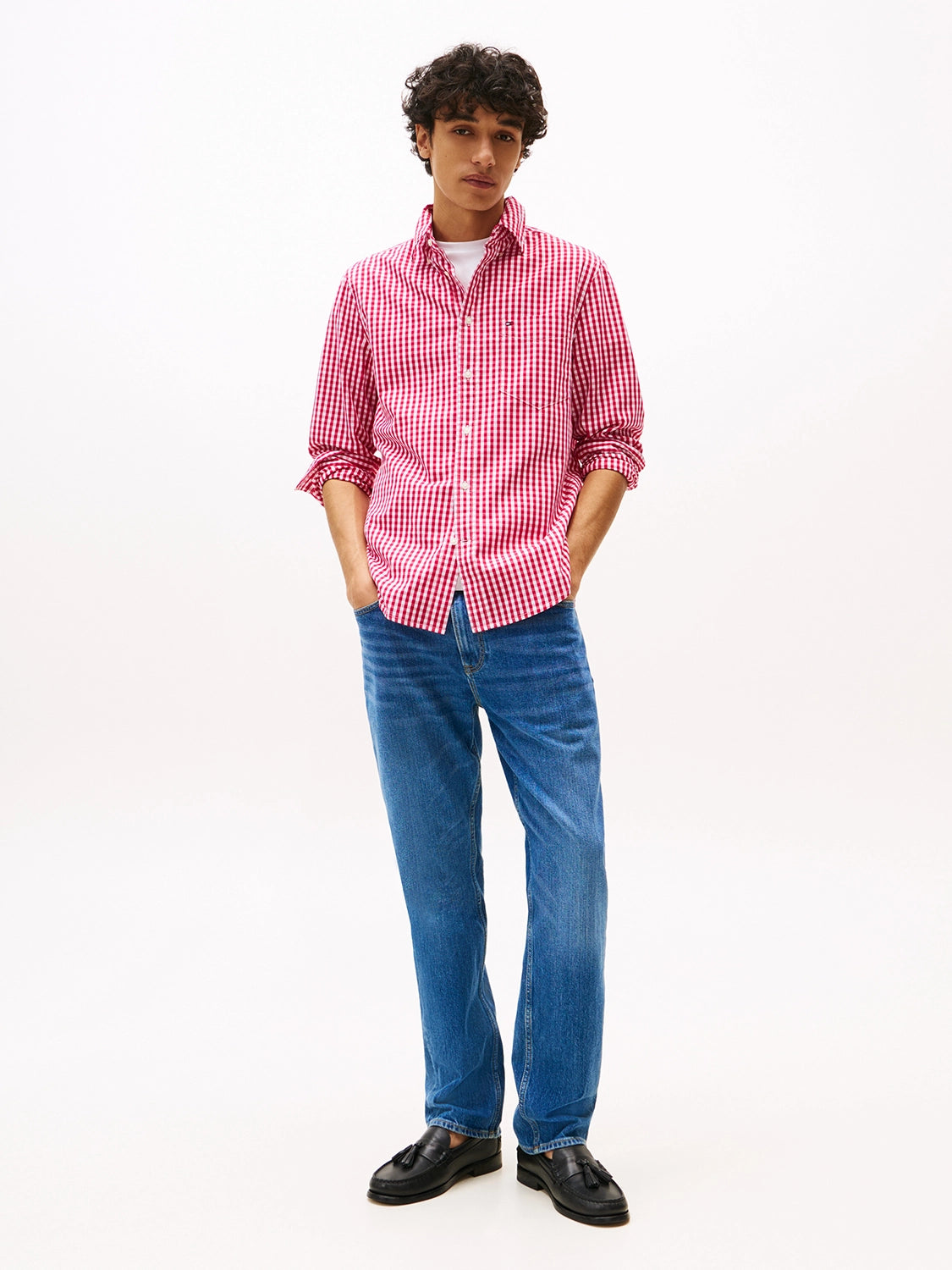 TOMMY HILFIGER COTTON POPLIN MINI GINGHAM CHECK L/S SHIRT MW0MW39452