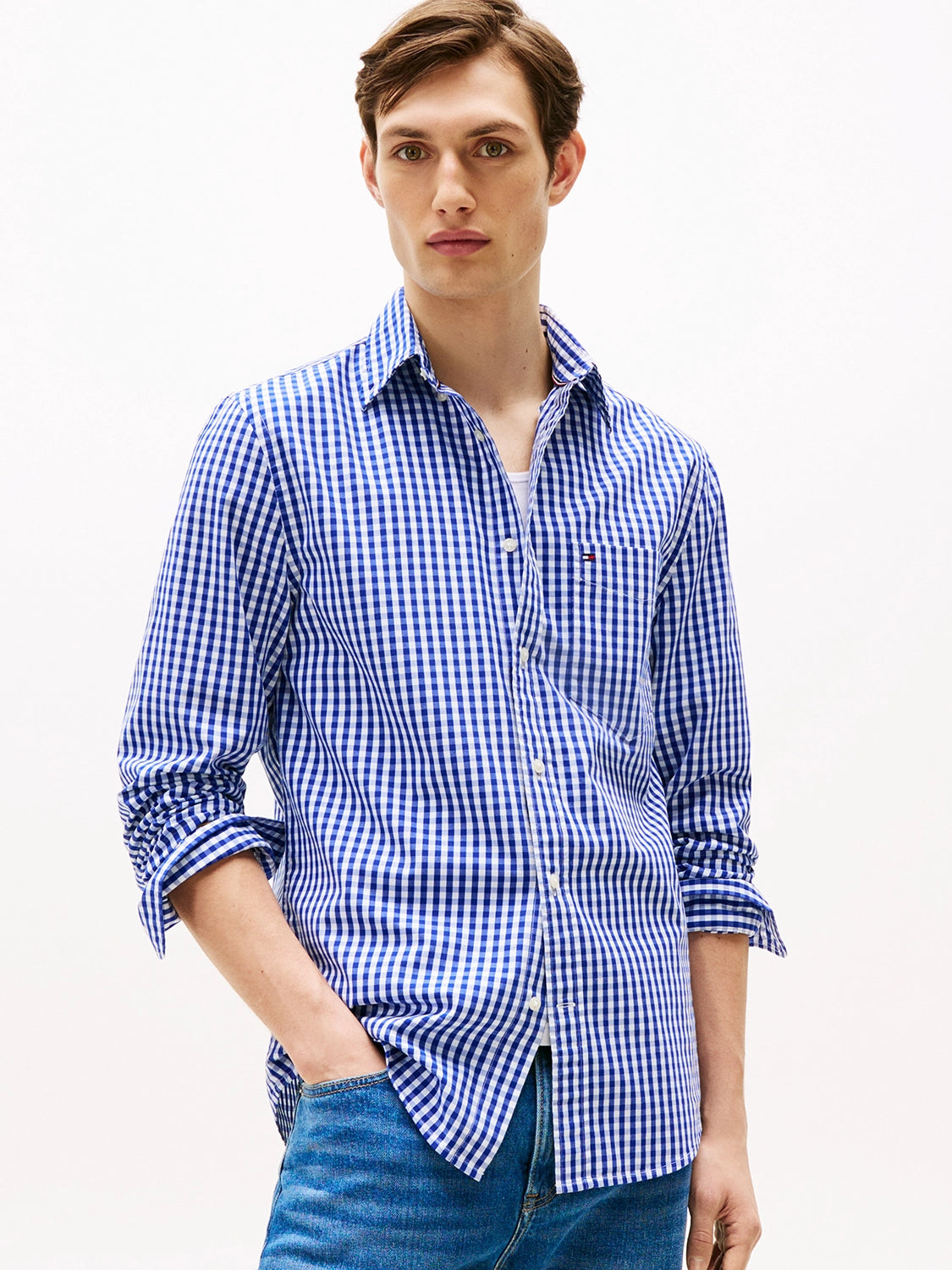 TOMMY HILFIGER COTTON POPLIN MINI GINGHAM CHECK L/S SHIRT MW0MW39452