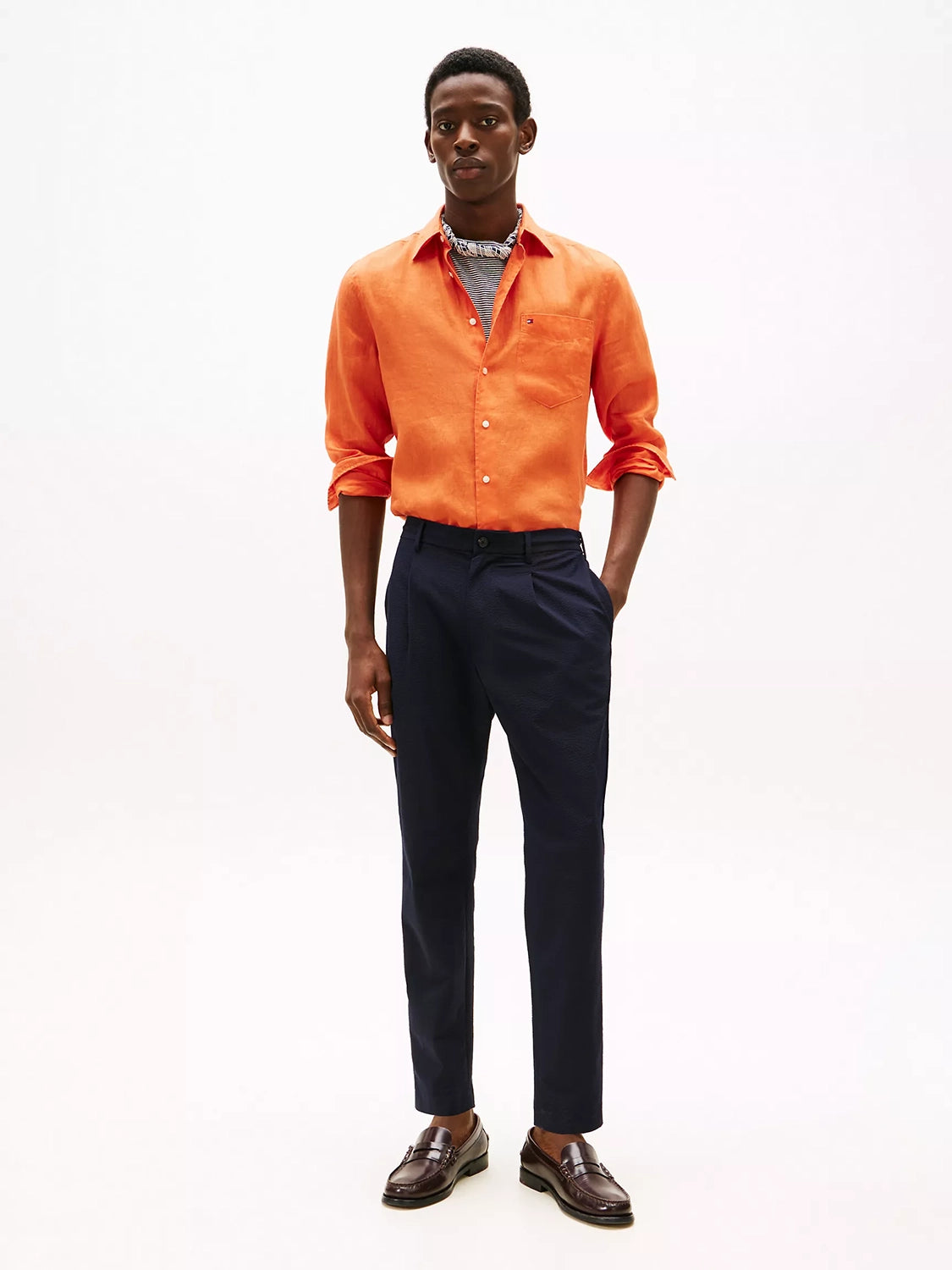 TOMMY HILFIGER PIECE DYE REG FIT L/S LINEN SHIRT MW0MW39425