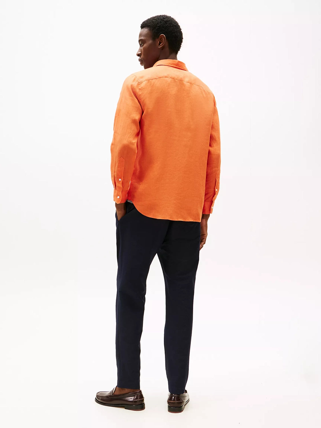 TOMMY HILFIGER PIECE DYE REG FIT L/S LINEN SHIRT MW0MW39425