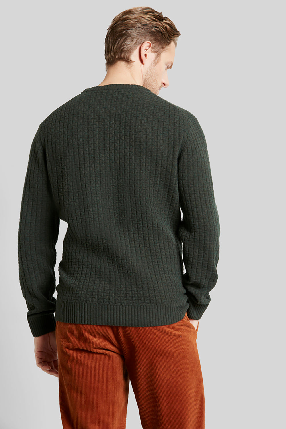 BUGATTI LAMBSWOOL BASKET WEAVE CREW NECK KNIT 45564