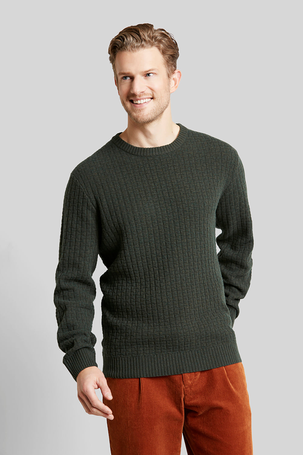 BUGATTI LAMBSWOOL BASKET WEAVE CREW NECK KNIT 45564