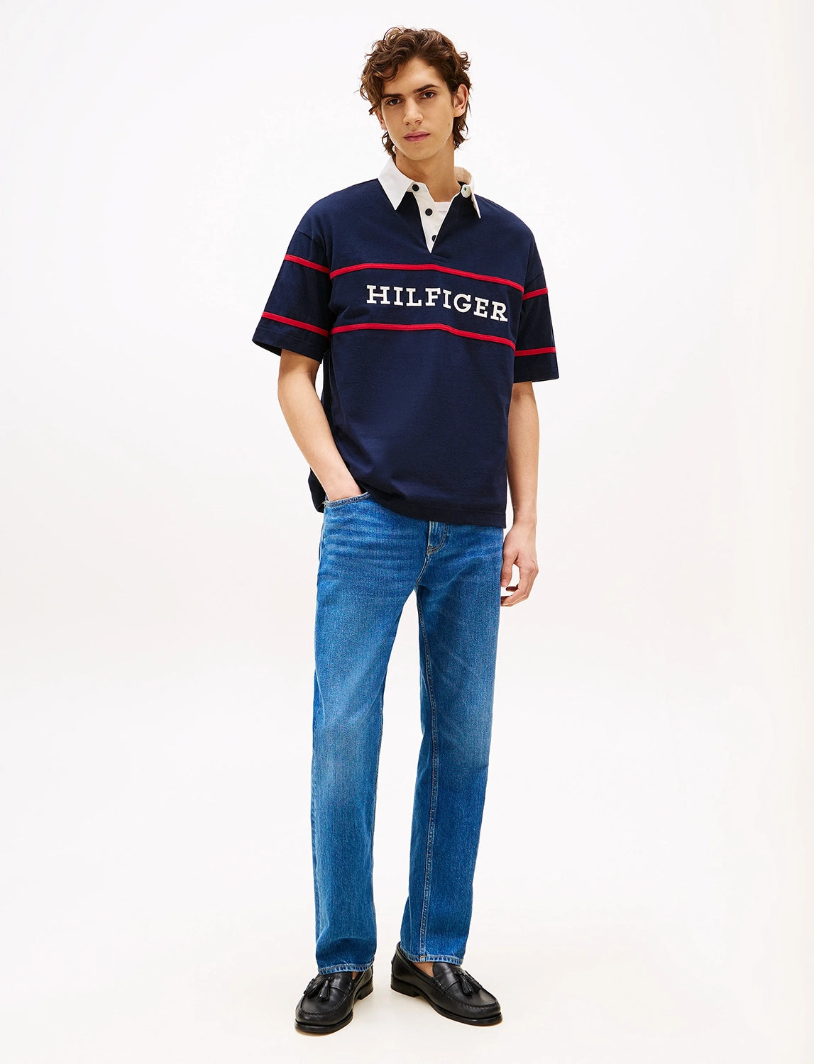 TOMMY HILFIGER AMERICANA COLOURBLOCK EMBROIDERED S/S RUGBY MW0MW39868