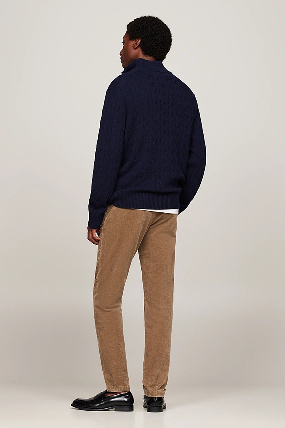 TOMMY HILFIGER LAMBSWOOL CABLE ZIP MOCK NECK KNIT MW0MW37898