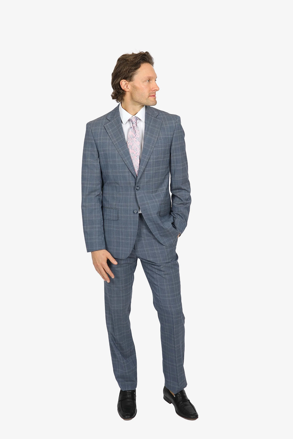 HARDY AMIES BRINSLEY POW CHECK WOOL SUIT JACKET JKT524