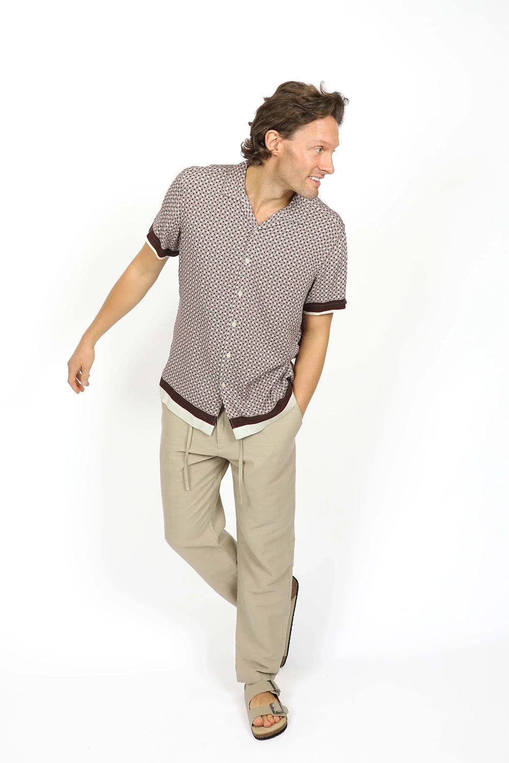 JAMES HARPER RELAXED FIT CUBAN COLLAR BORDER S/S SHIRT JHS576