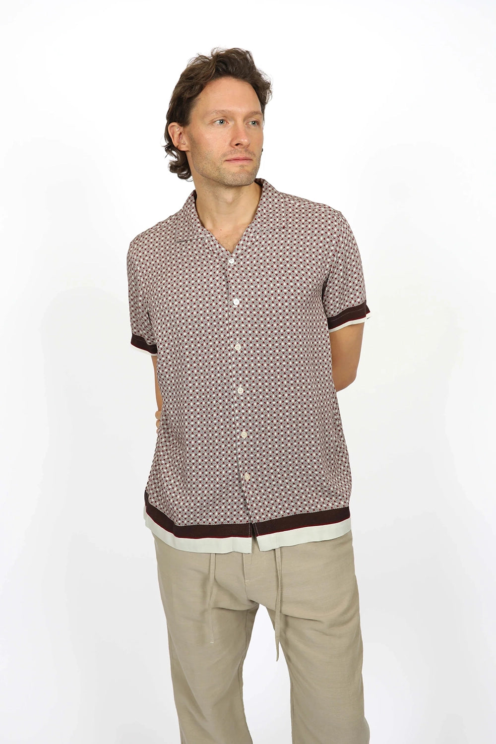 JAMES HARPER RELAXED FIT CUBAN COLLAR BORDER S/S SHIRT JHS576