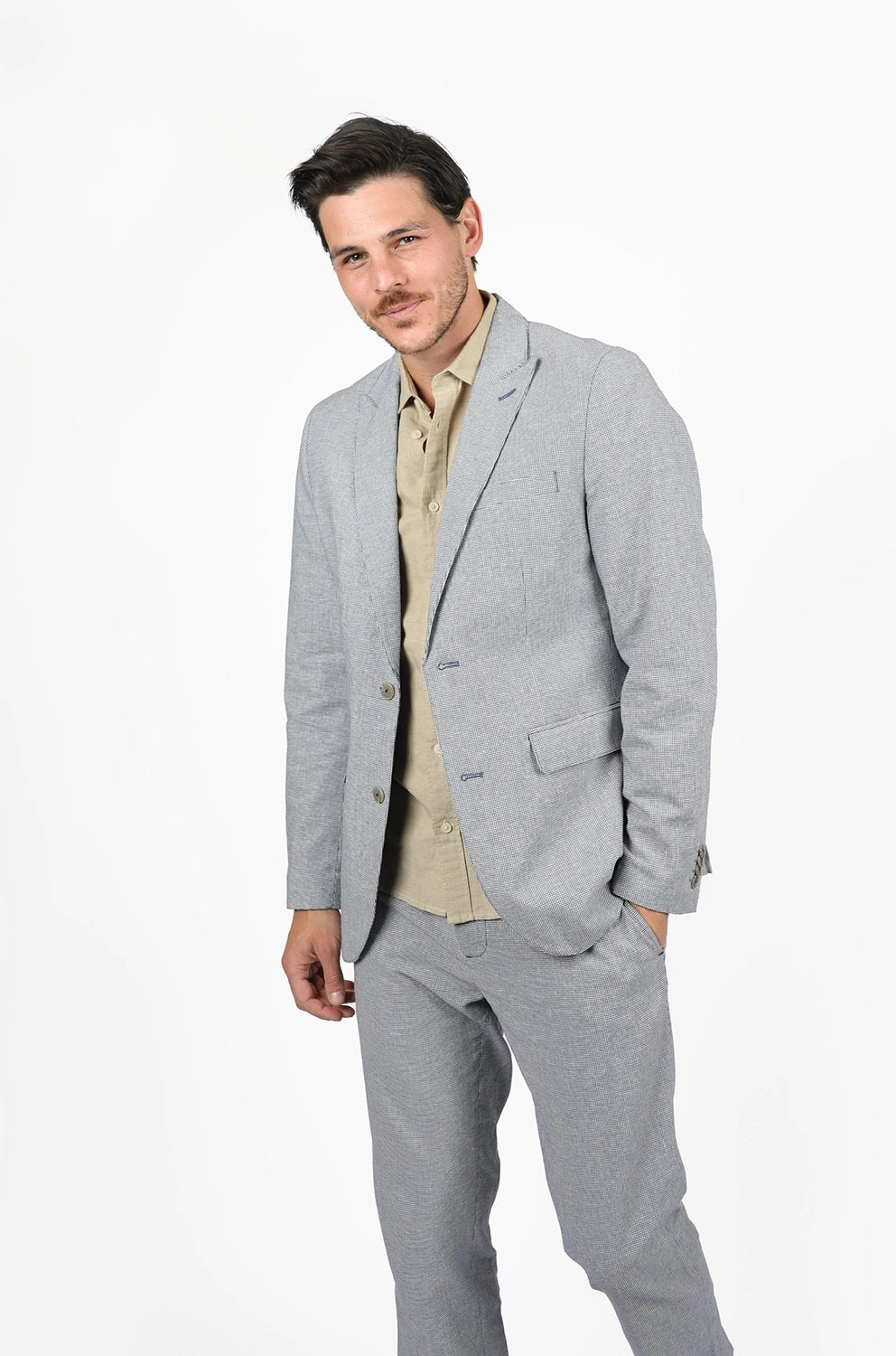 JAMES HARPER LINEN COTTON BLEND HOUNDSTOOTH BLAZER JHJ116