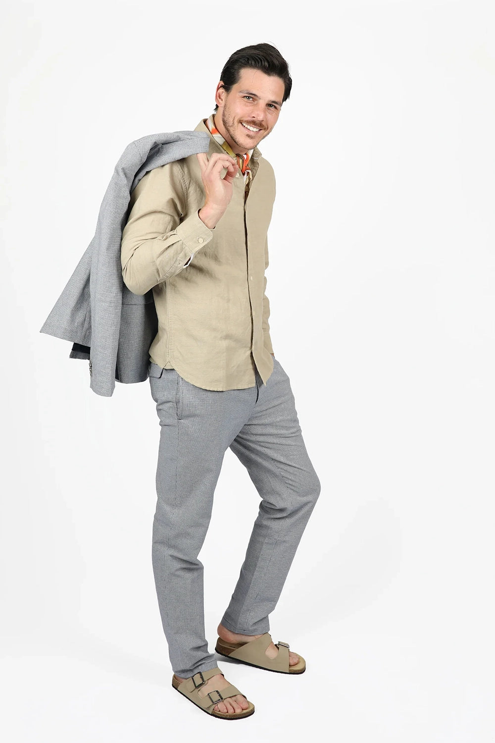 JAMES HARPER LINEN COTTON HOUNDSTOOTH TROUSER JHTR41