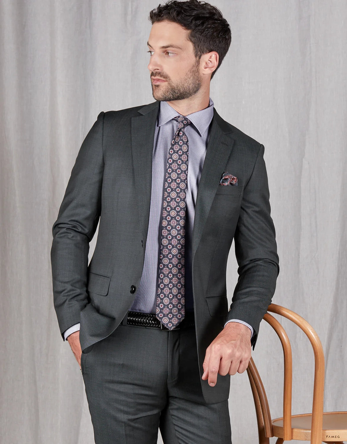 REMBRANDT 100% REDA WOOL COOPER SUIT JACKET AV9679JCG