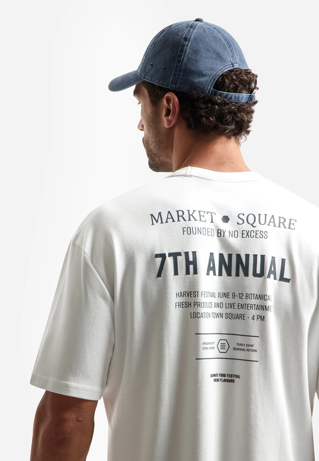 No Excess Logo Relaxed Fit Crew Neck Tee in White
