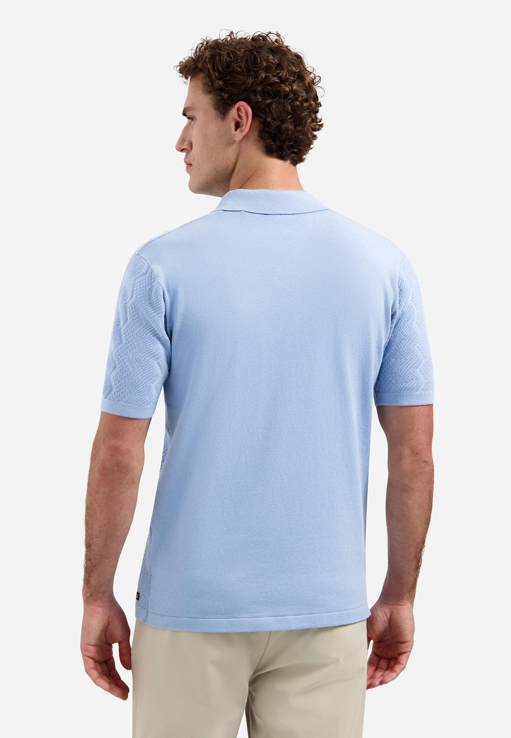 No Excess Textured Knit Polo in Blue