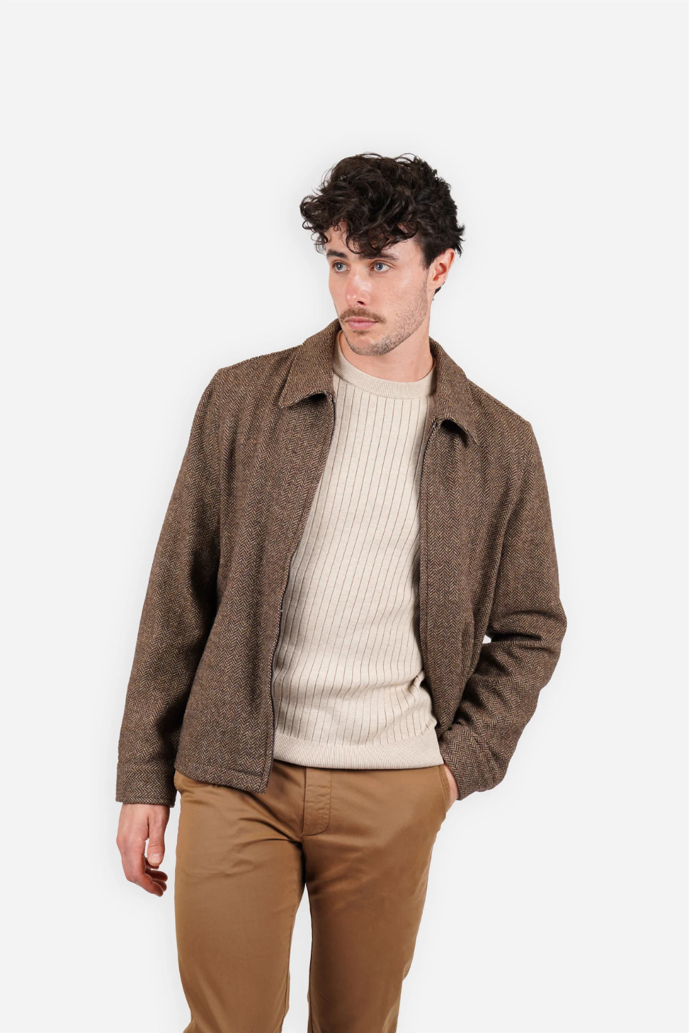 JAMES HARPER HERRINGBONE ZIP JACKET JHJ155