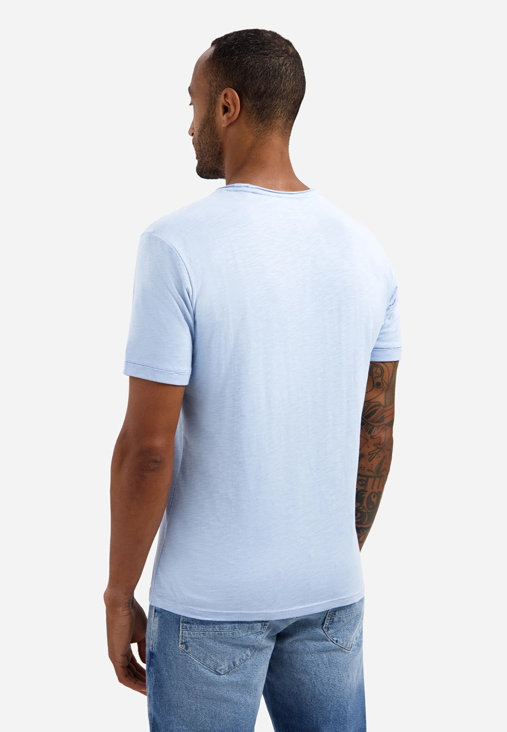 No Excess Raw Edge Tee in Blue