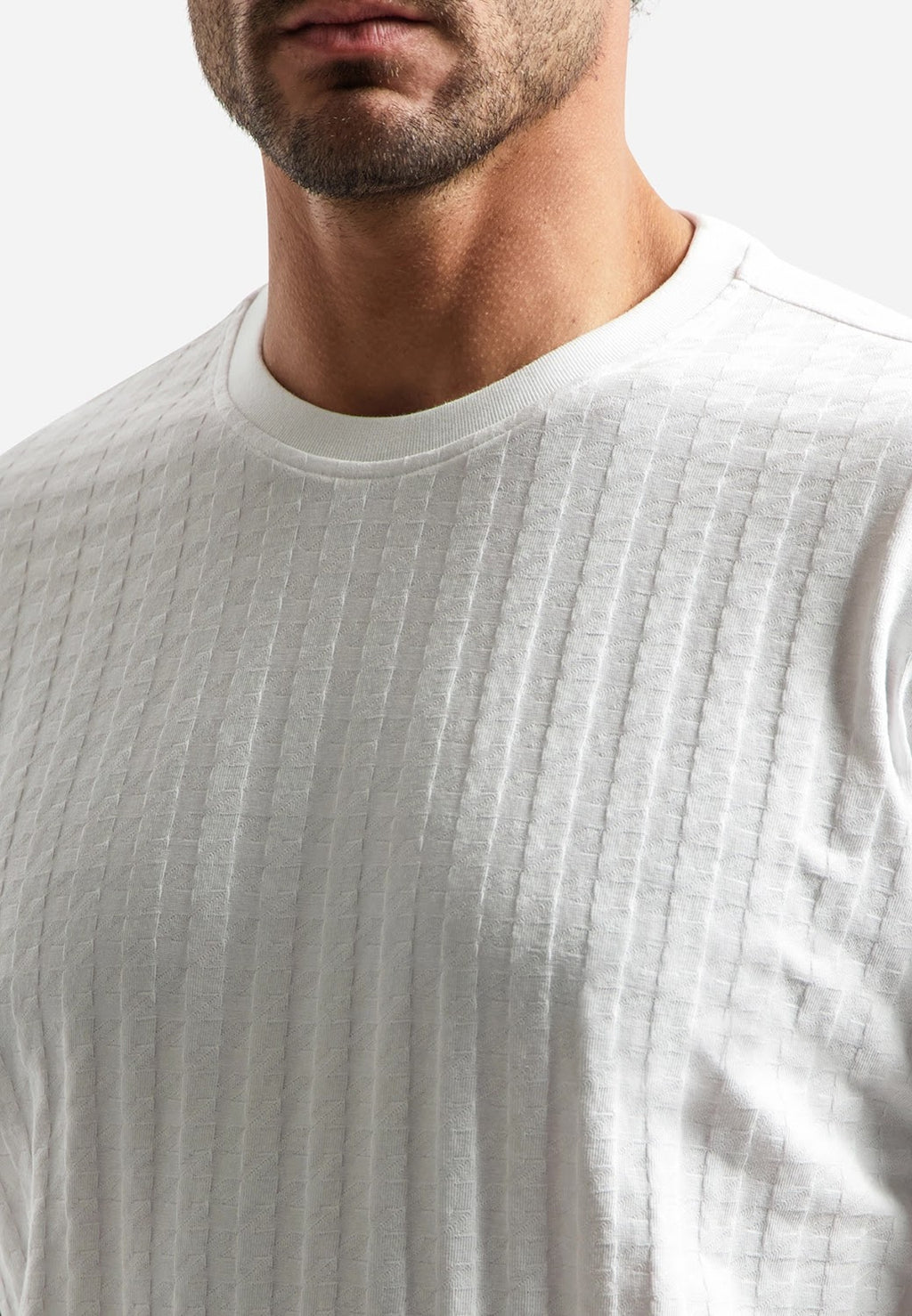 No Excess Textured Crew Neck Tee in White