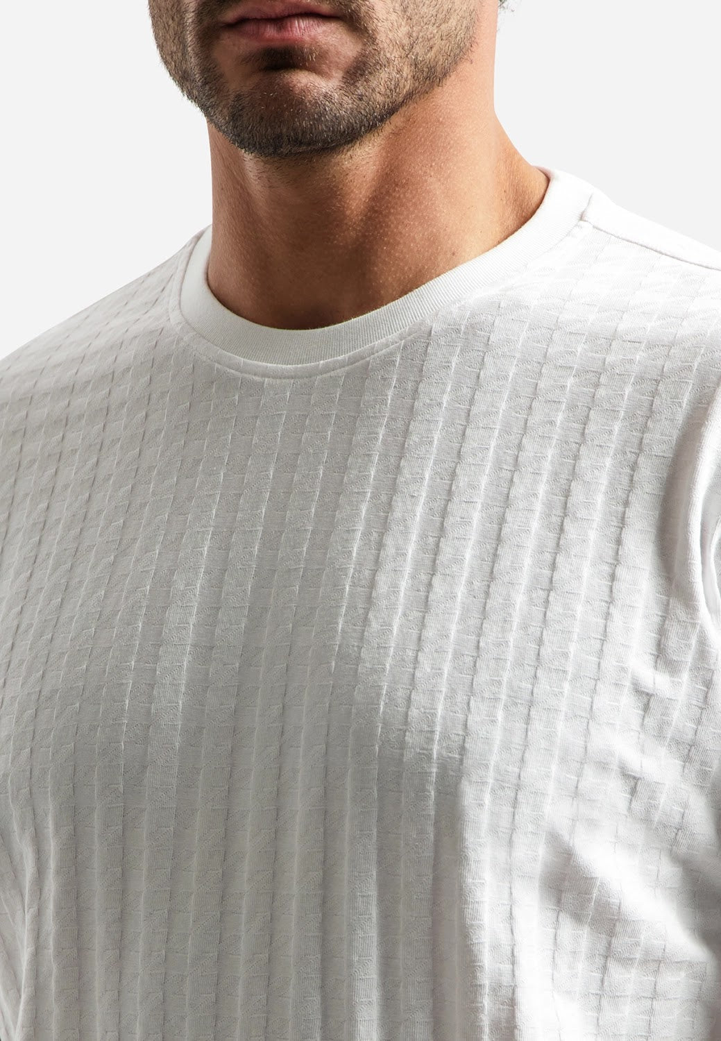 No Excess Textured Crew Neck Tee in White