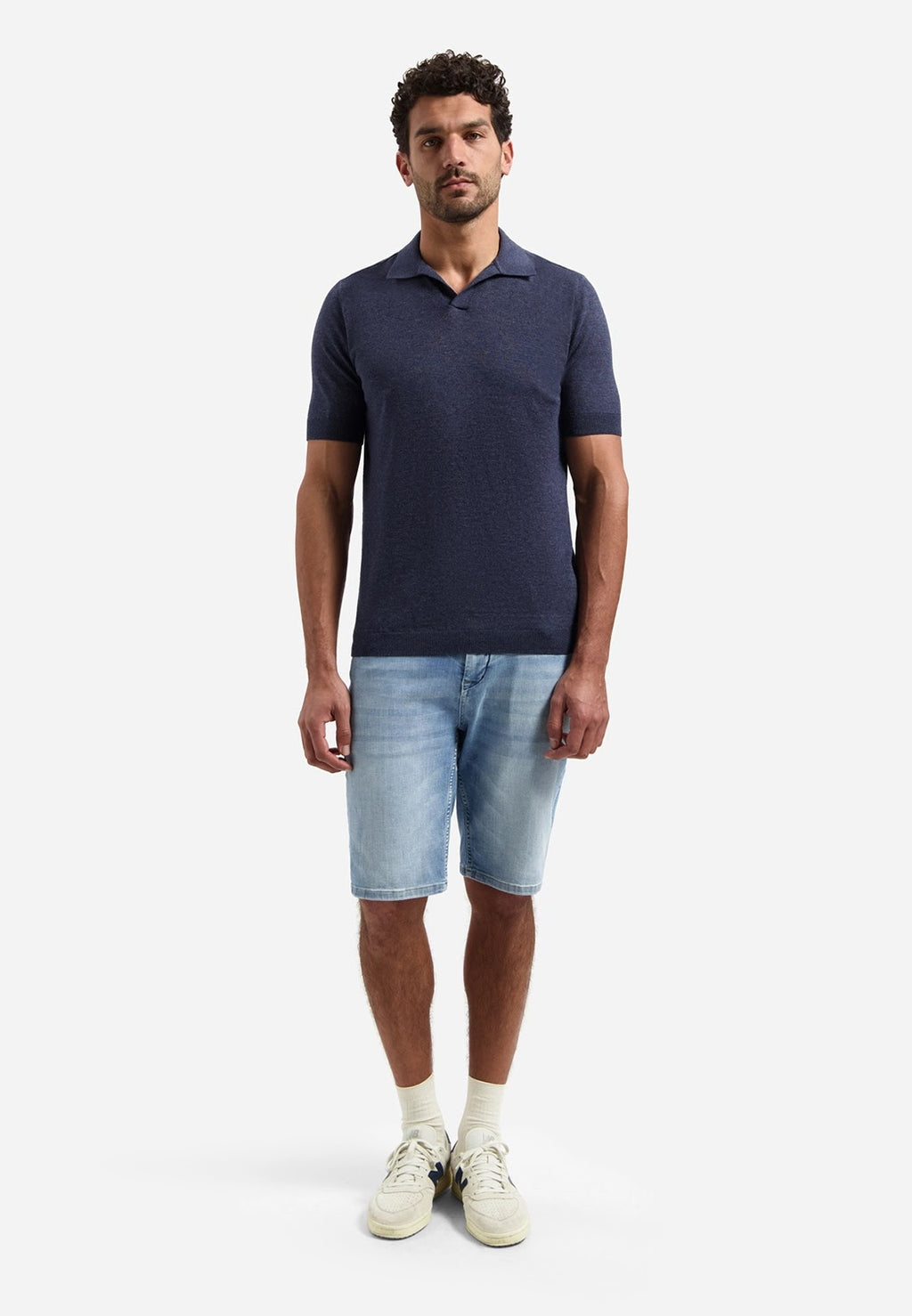 No Excess Johnny Collar Knit Polo in Night