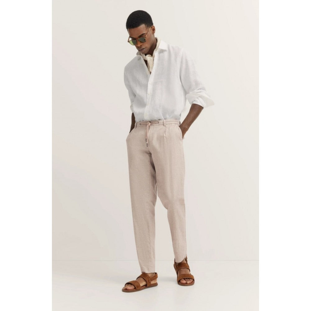 BUGATTI COTTON LINEN STRETCH TAPERED TROUSER 16210E