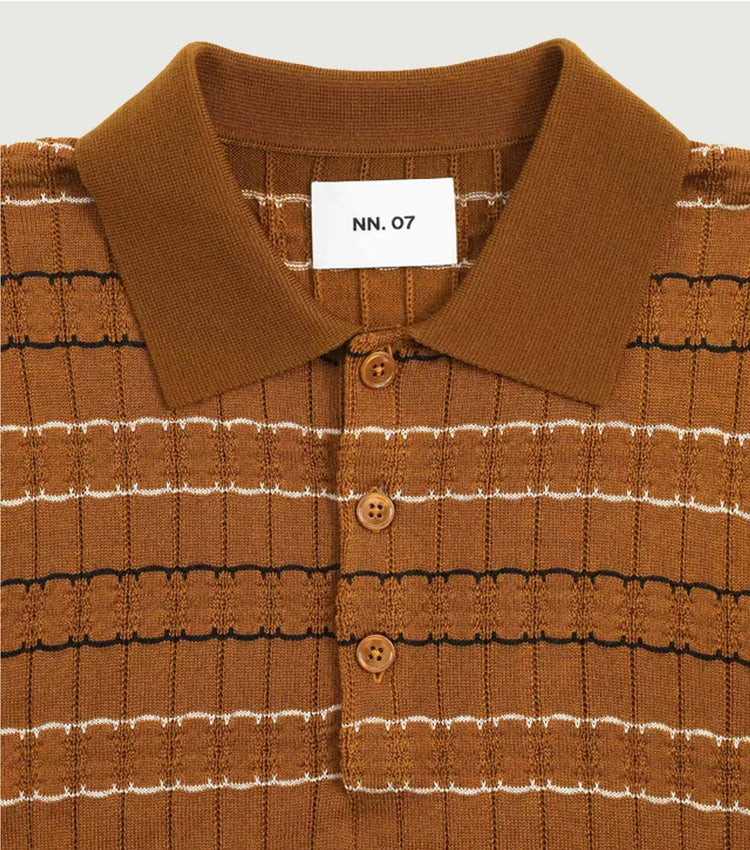 NN07 ALFIE WOOL MIX POINTELLE STITCH S/S POLO 6584