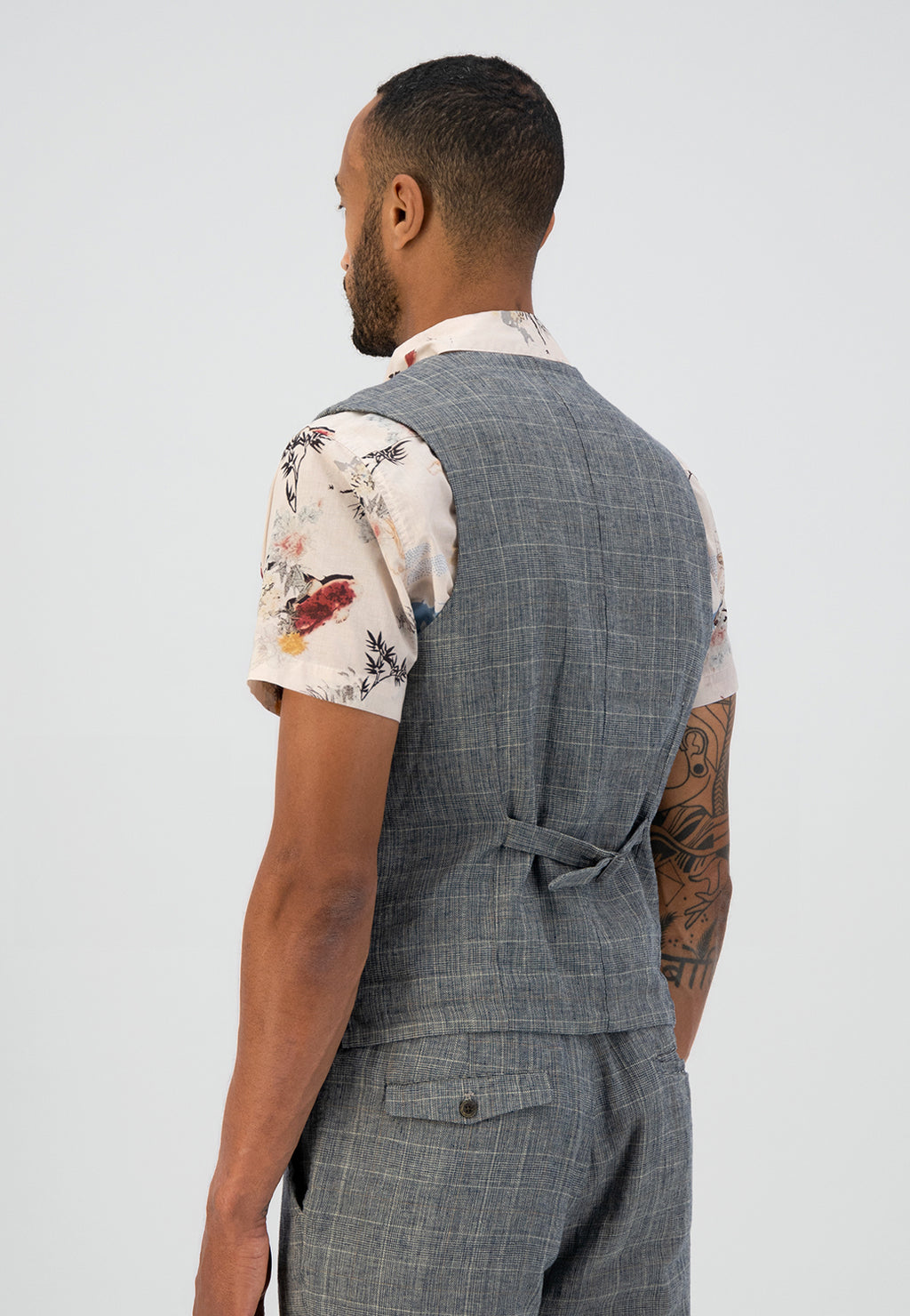 DSTREZZED CHECK ON LINEN GILET 121222