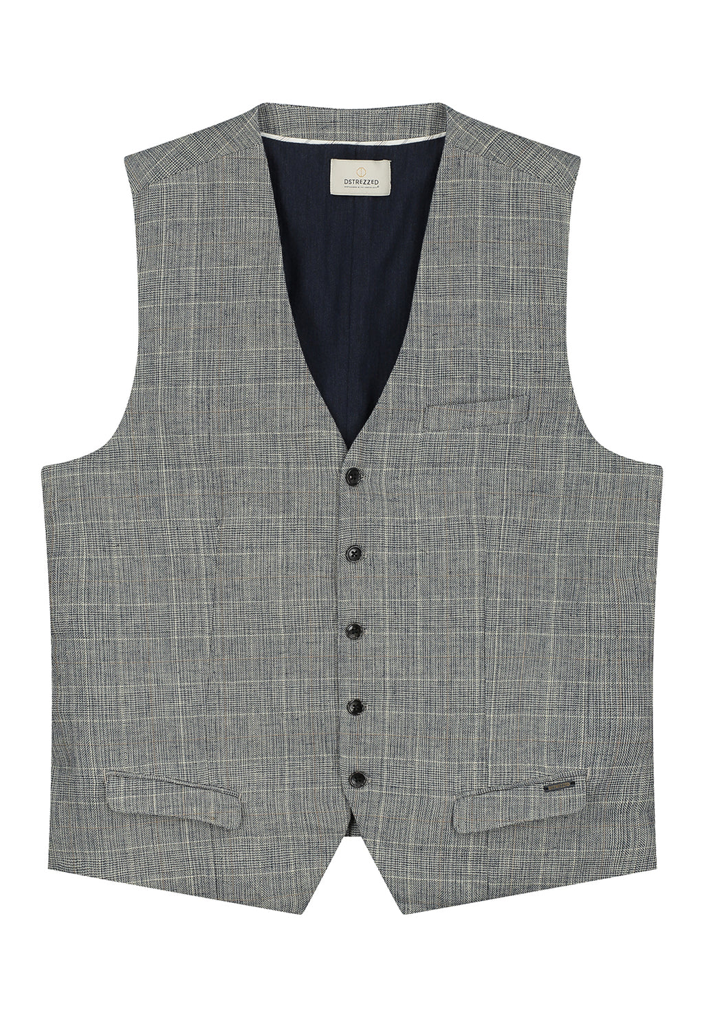 DSTREZZED CHECK ON LINEN GILET 121222
