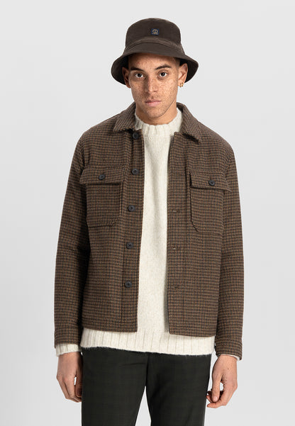 DSTREZZED TANN HOUNDSTOOTH OVERSHIRT 150024