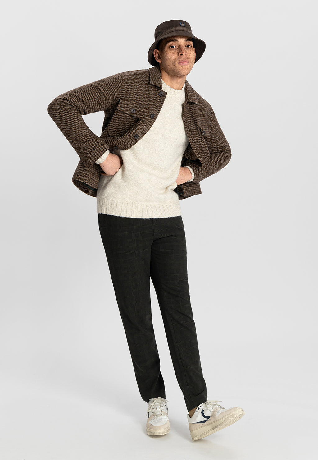 DSTREZZED TANN HOUNDSTOOTH OVERSHIRT 150024