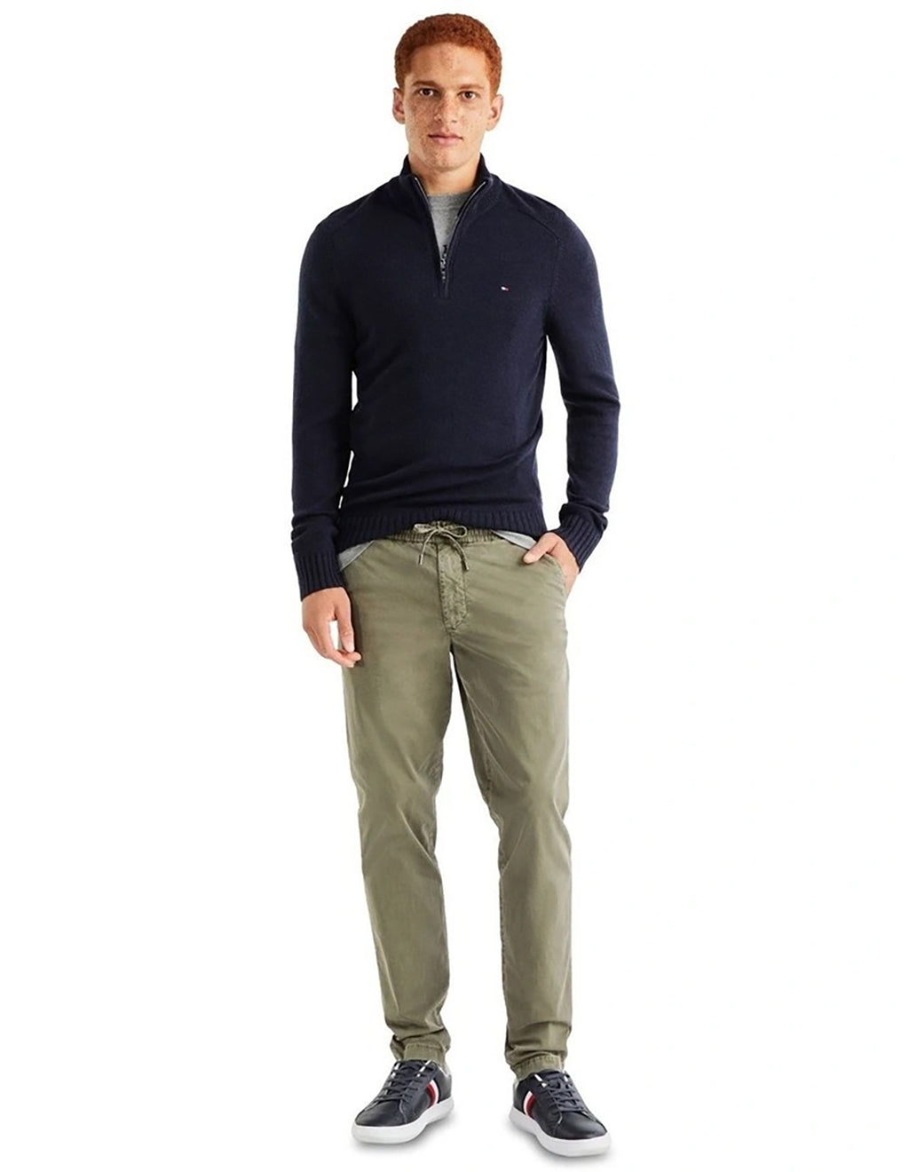 TOMMY HILFIGER MERINO WOOL ZIP MOCK NECK KNIT MW0MW33098