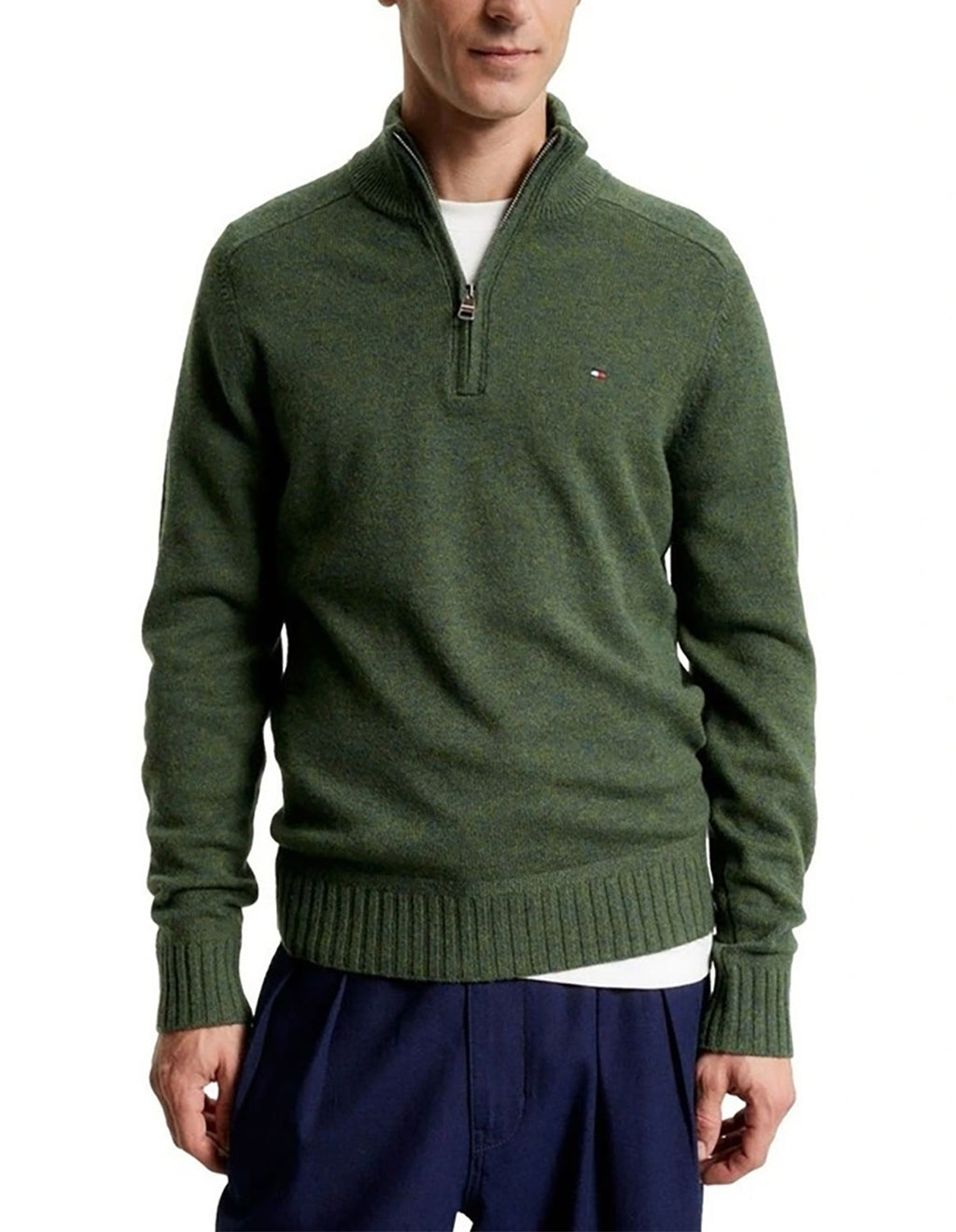 TOMMY HILFIGER MERINO WOOL ZIP MOCK NECK KNIT MW0MW33098