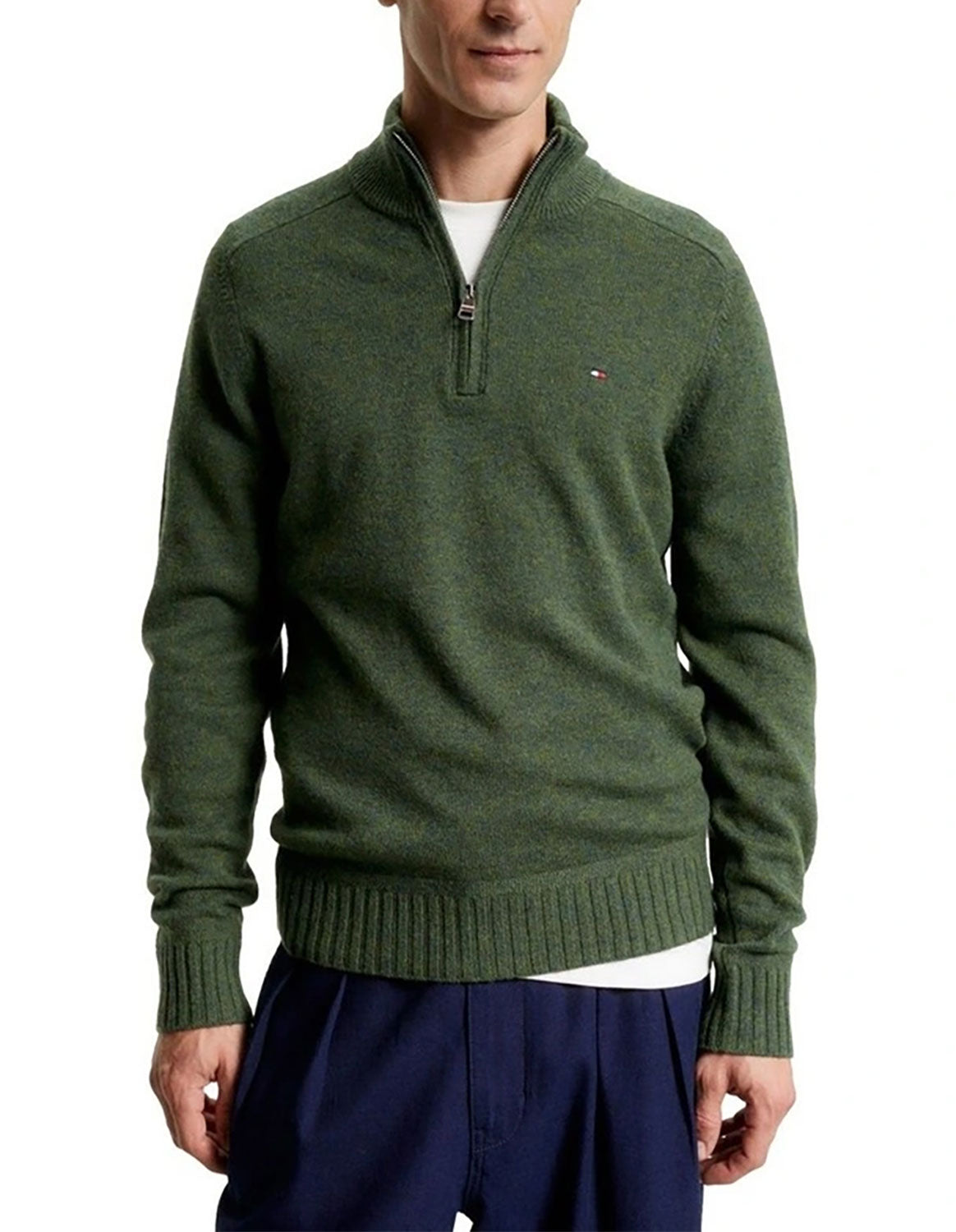TOMMY HILFIGER MERINO WOOL ZIP MOCK NECK KNIT MW0MW33098