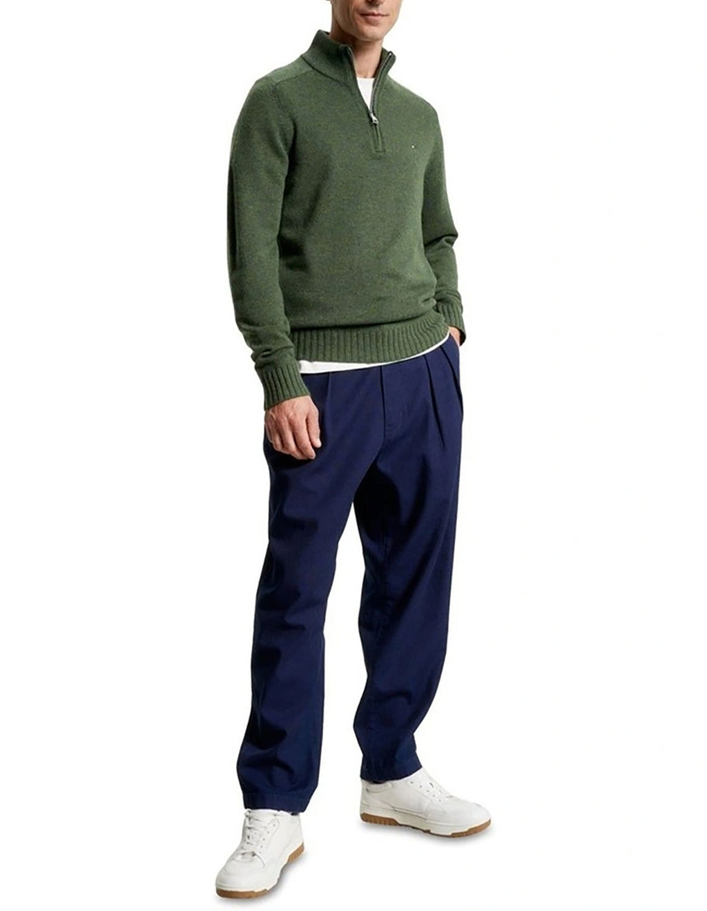TOMMY HILFIGER MERINO WOOL ZIP MOCK NECK KNIT MW0MW33098