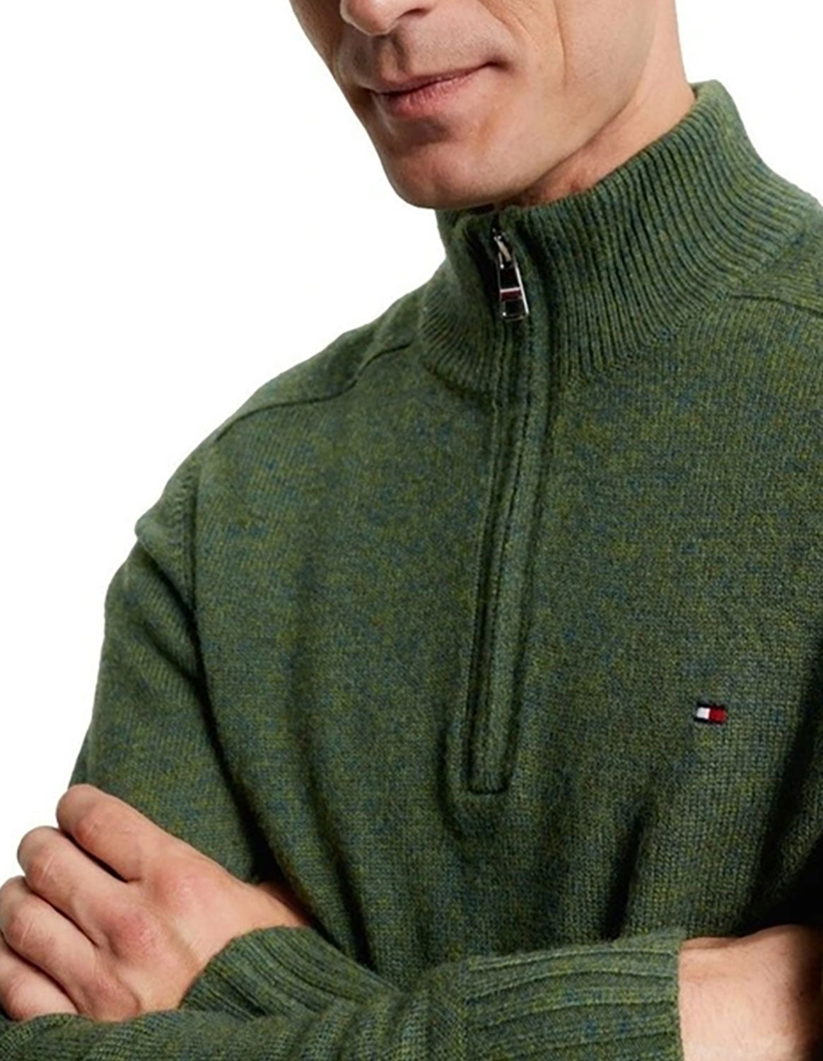 TOMMY HILFIGER MERINO WOOL ZIP MOCK NECK KNIT MW0MW33098